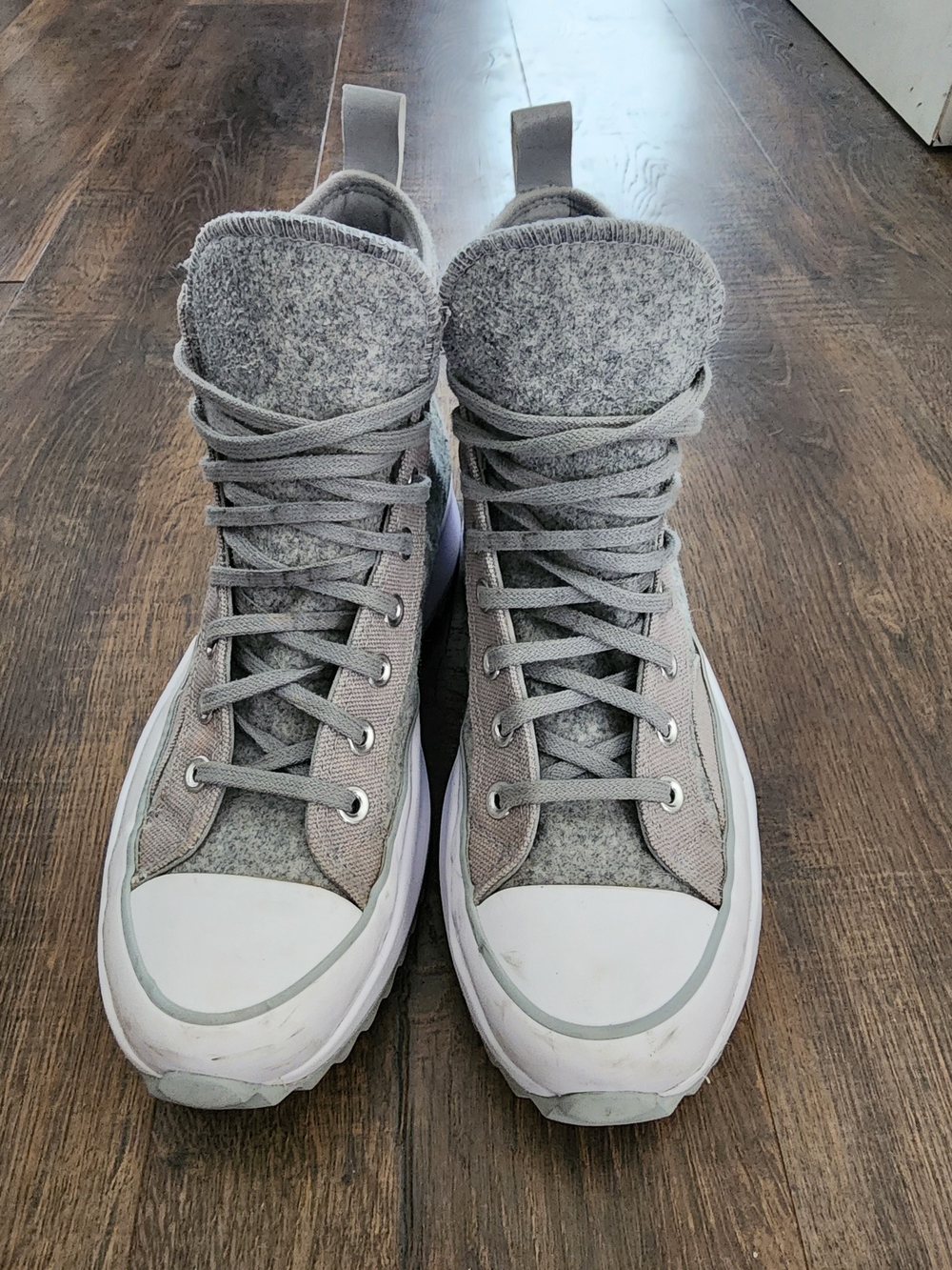Converse Gray High-Top Sneakers with White Soles